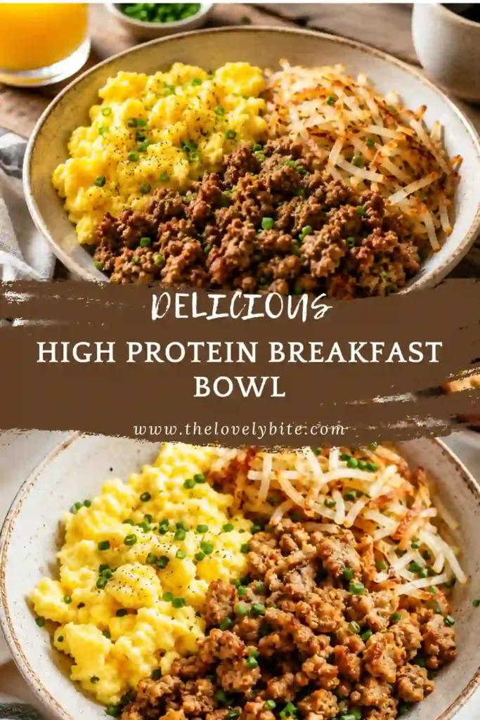A homemade High Protein Breakfast Bowl featuring taco-seasoned turkey, creamy scrambled eggs with cottage cheese, golden crispy potatoes, and fresh salsa. This protein-packed breakfast is perfect for meal prep or a quick weekday breakfast.
