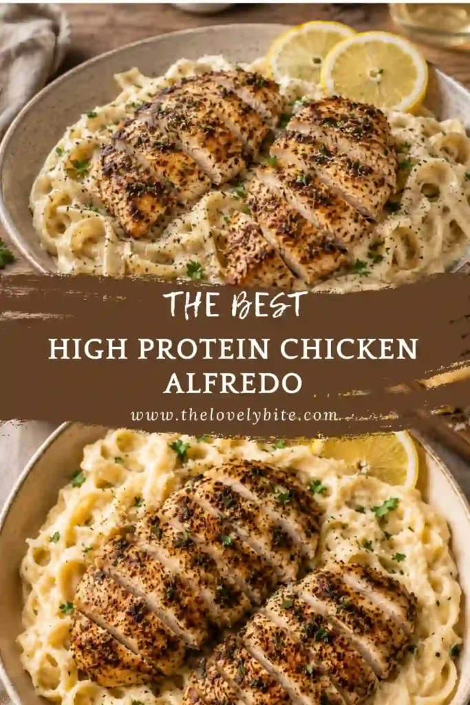 Creamy chicken Alfredo pasta served with juicy air-fried chicken breast, fresh herbs, and Parmesan cheese. This healthy chicken Alfredo is perfect for weeknight meals.