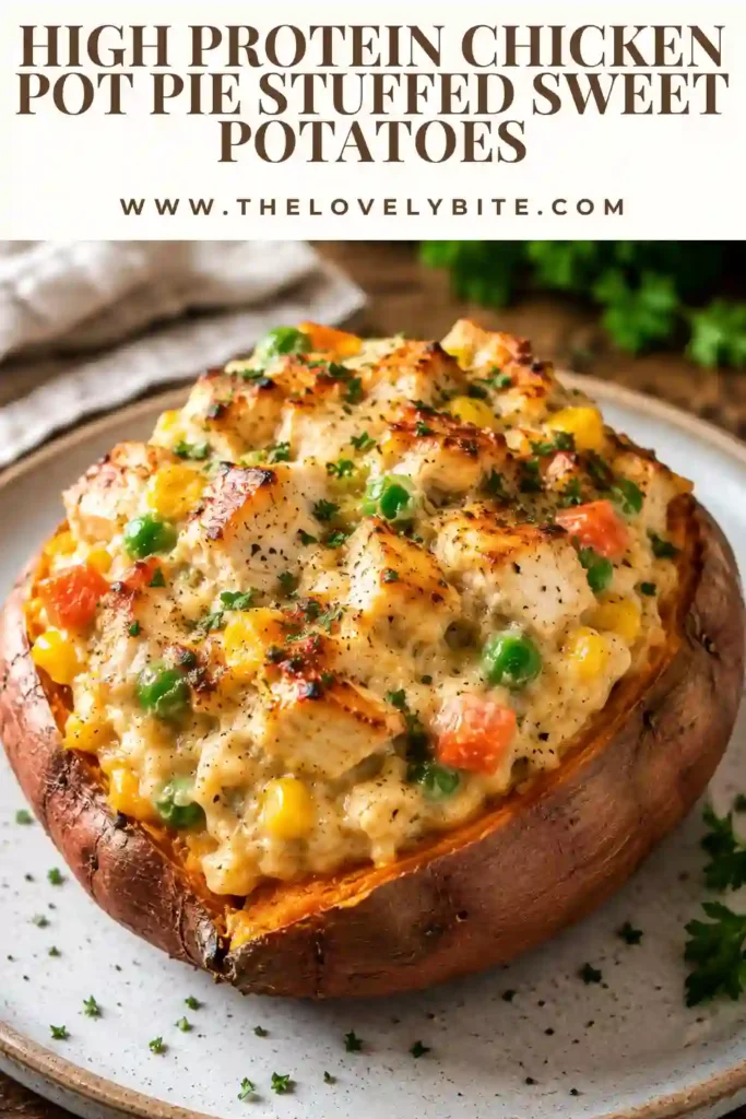 Healthy stuffed sweet potatoes loaded with protein-rich chicken, vegetables, and creamy cottage cheese filling. A wholesome comfort food recipe that's simple to prepare.