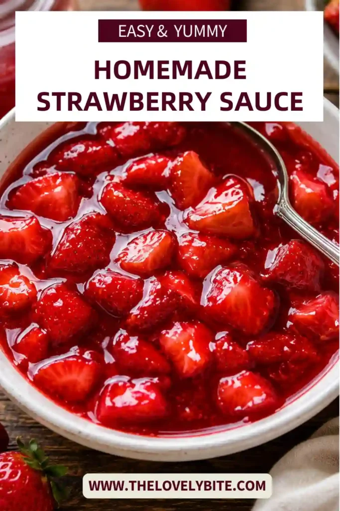 3. Homemade Strawberry Sauce featuring ripe strawberries cooked into a sweet fruit topping, perfect for pancakes, cheesecake, and ice cream.