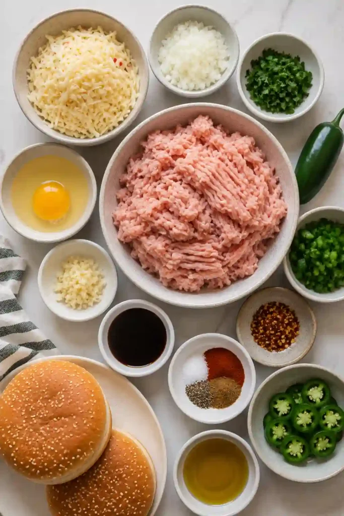 Spicy grilled turkey burger topped with melted pepper jack cheese and fresh vegetables on a toasted hamburger bun. Perfect for family dinners and cookouts.