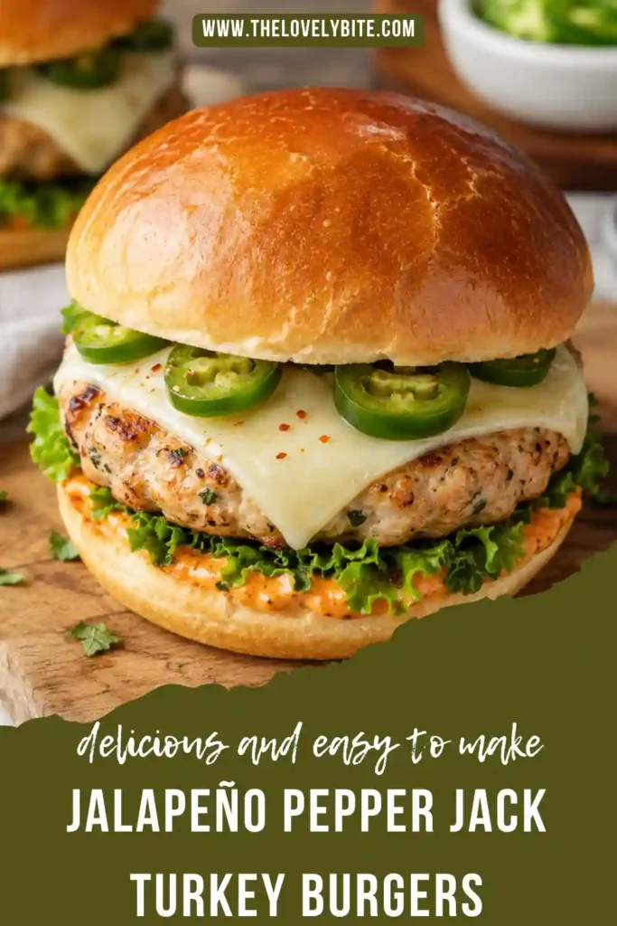 Grilled turkey burger with pepper jack cheese, fresh jalapeños, lettuce, and spicy mayo served on a soft brioche bun. A healthy burger recipe perfect for summer.