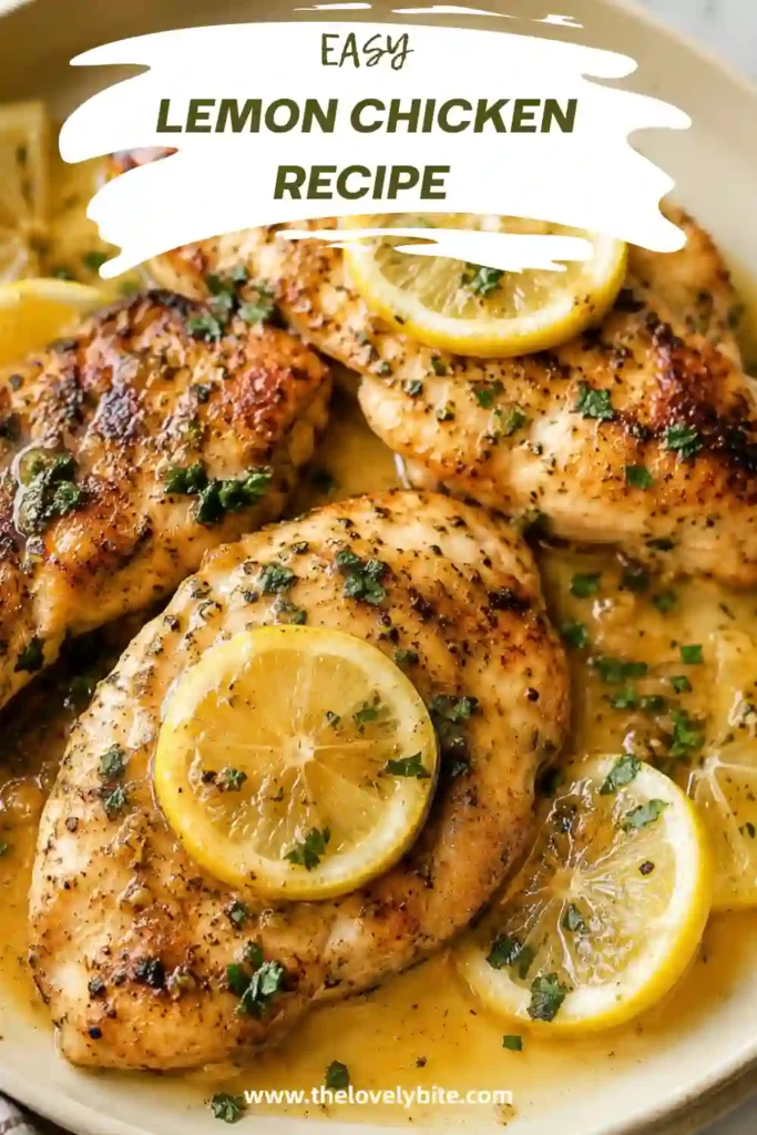 Fresh Lemon Chicken Recipe with juicy grilled chicken thighs seasoned with Mediterranean spices and served alongside roasted vegetables and lemon wedges.