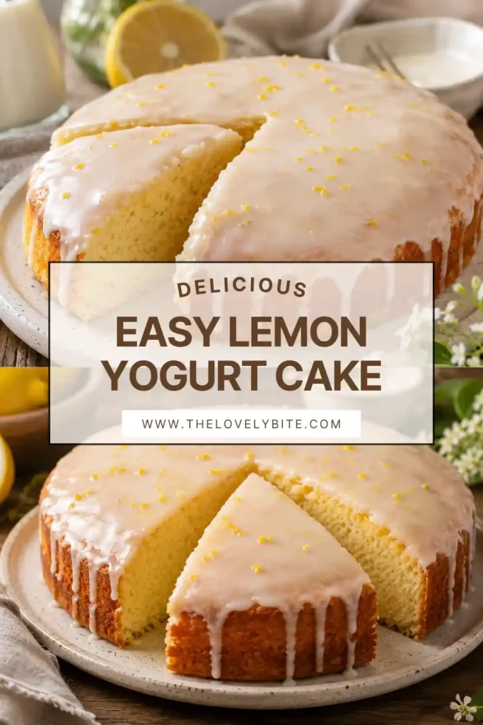 Homemade Lemon Yogurt Cake finished with sweet lemon glaze and fresh zest. A light, moist dessert perfect for spring and summer gatherings.