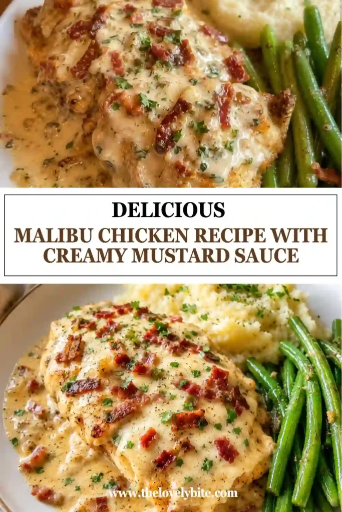 Breaded chicken breast with Swiss cheese, turkey ham, and creamy Dijon mustard sauce served alongside roasted vegetables. This easy chicken dinner is perfect for weeknight meals.