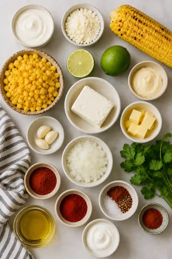 Homemade Mexican Street Corn Dip served in a rustic bowl with tortilla chips. The creamy dip is finished with cotija cheese and fresh herbs.
