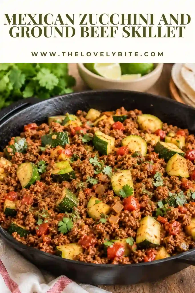 A warm one-pan ground beef dinner with zucchini, tomatoes, and bold seasonings served straight from the skillet. Ideal for a quick gluten-free dinner.