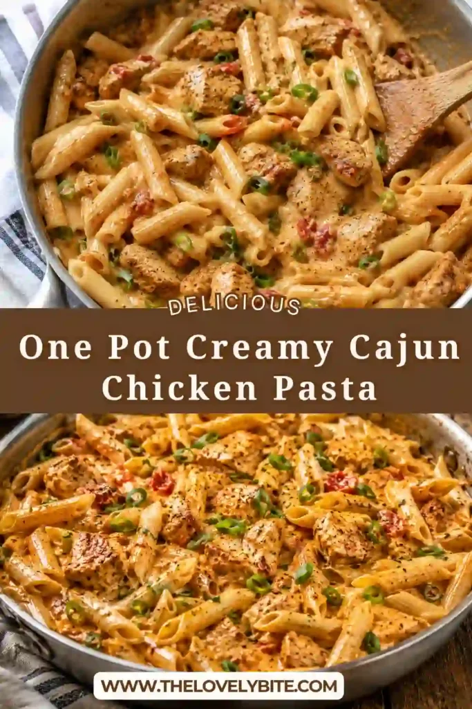 Creamy Cajun chicken pasta served in a bowl with juicy seasoned chicken, penne, and rich tomato cream sauce. This easy one-pot pasta recipe is perfect for busy evenings.