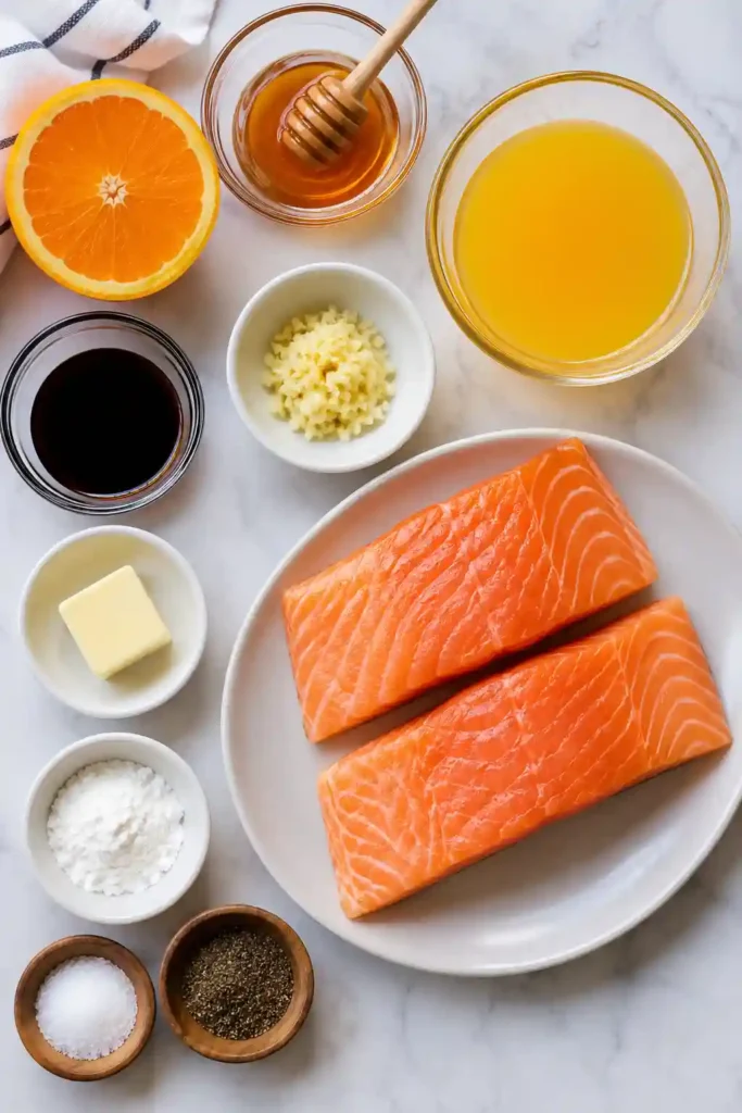Fresh Orange Glazed Salmon served with orange slices and a flavorful honey garlic glaze. This citrus salmon dinner is colorful, juicy, and easy to prepare.