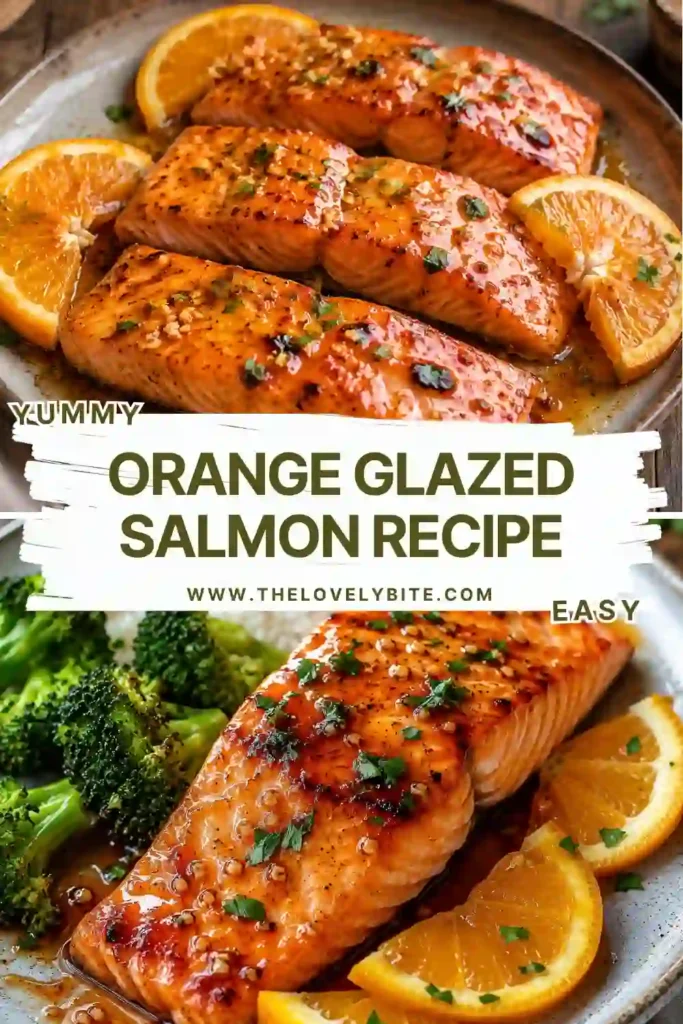 Pan seared salmon fillets topped with a sweet citrus glaze made from fresh orange juice and honey. This glazed salmon recipe is perfect for a quick and healthy dinner.