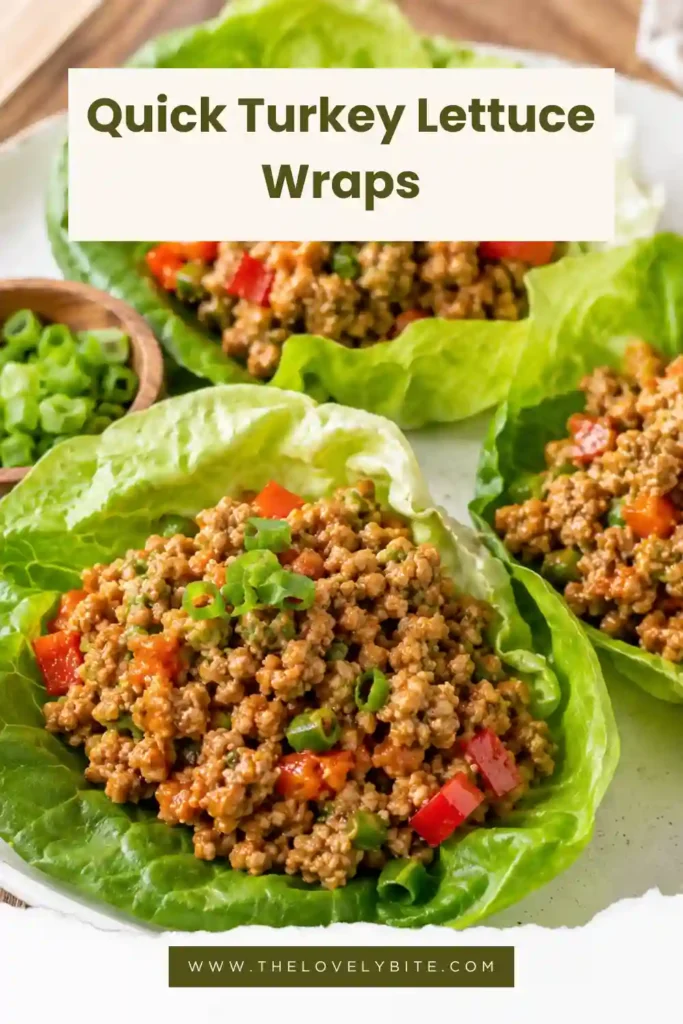 Fresh butter lettuce wraps stuffed with savory ground turkey, ginger, garlic, and vegetables, topped with sesame seeds and green onions. These healthy turkey lettuce wraps make an easy family dinner.