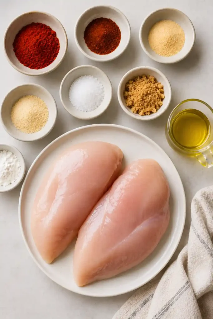 4. Tender boneless skinless chicken breast cooked in the air fryer until golden brown and juicy inside.