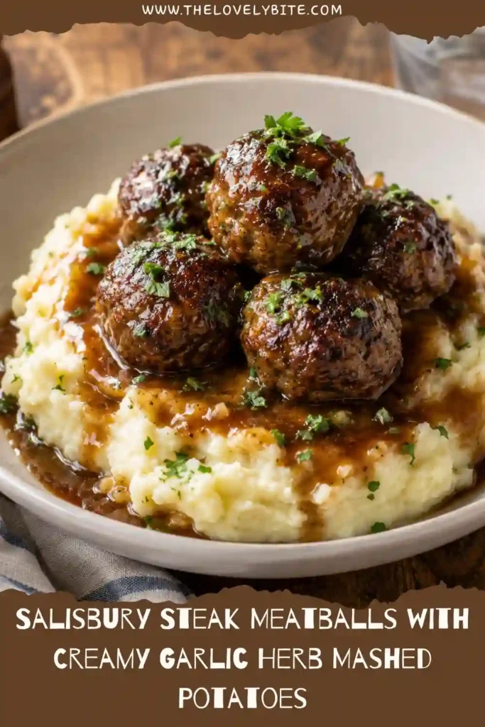 Juicy homemade beef meatballs served with buttery garlic mashed potatoes and savory brown gravy. A warm and comforting family dinner.