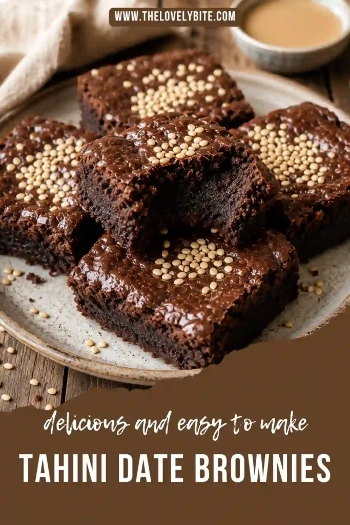 Chocolate Tahini Date Brownies cooling on a wire rack after baking. A healthy plant-based dessert made without refined sugar.