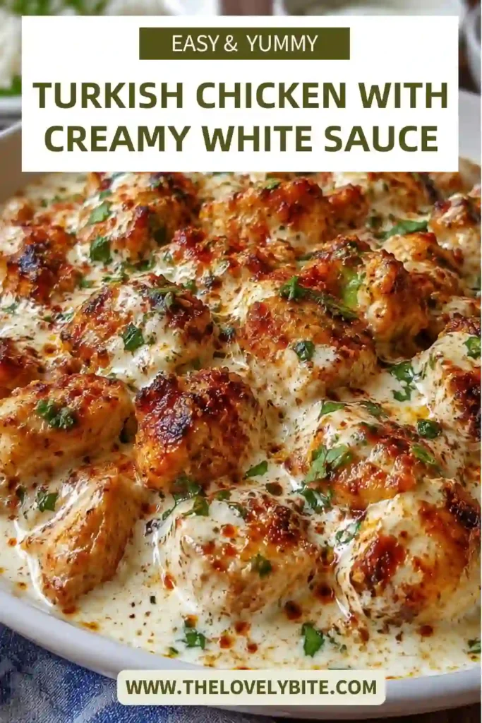 One-pan Turkish Chicken with Creamy White Sauce cooked until tender and served warm. A rich halal chicken recipe perfect for weeknight dinners.