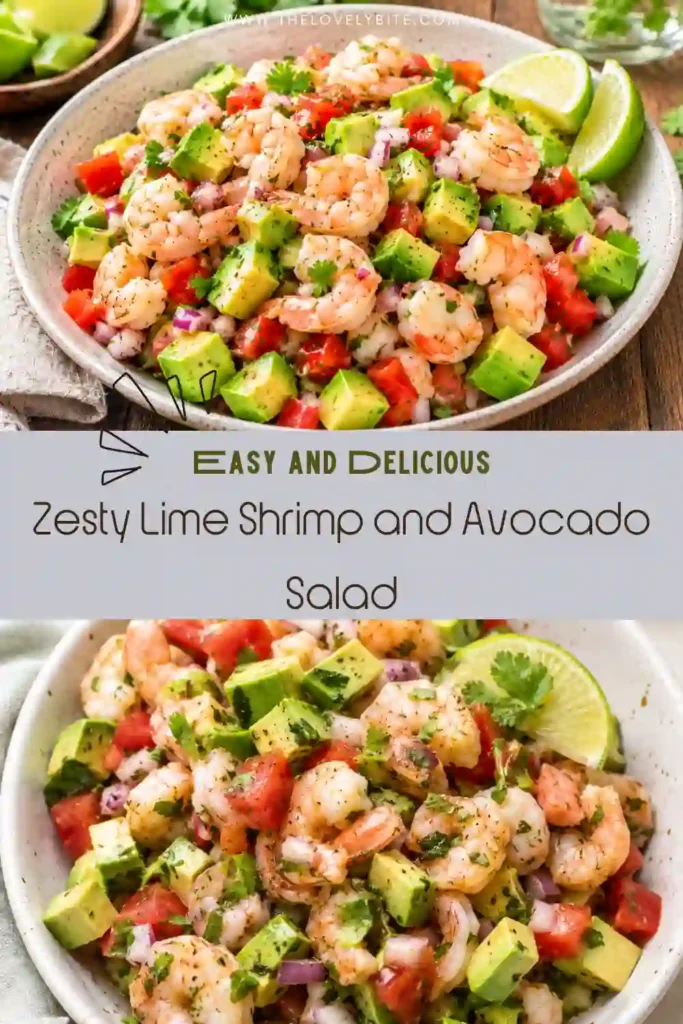 Creamy avocado shrimp salad tossed with juicy shrimp, fresh vegetables, and zesty lime juice. A quick gluten free shrimp salad for summer meals.