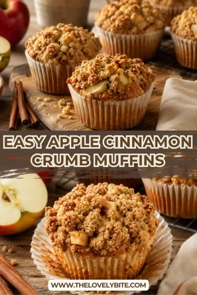 Freshly baked Apple Cinnamon Crumb Muffins topped with buttery streusel and vanilla icing. These bakery-style muffins feature tender apple pieces and warm cinnamon in every bite.