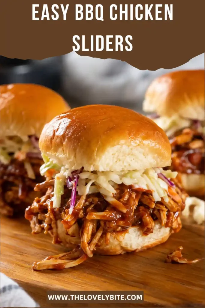 Close-up of cheesy BBQ Chicken Sliders topped with melted mozzarella, smoked Gouda, fresh cilantro, and barbecue chicken. A delicious baked appetizer for game day and parties.