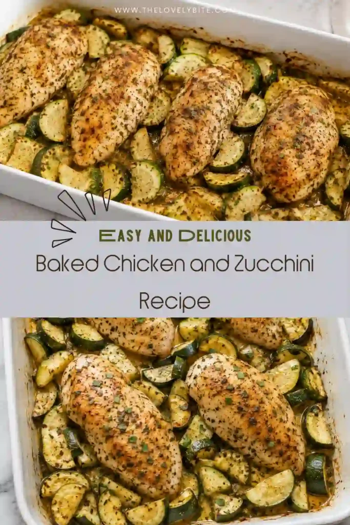 Healthy baked chicken and zucchini made with bite-size chicken breast, fresh zucchini, onion, olive oil, and savory spices. The finished dish is colorful, rustic, and perfect for a family dinner.