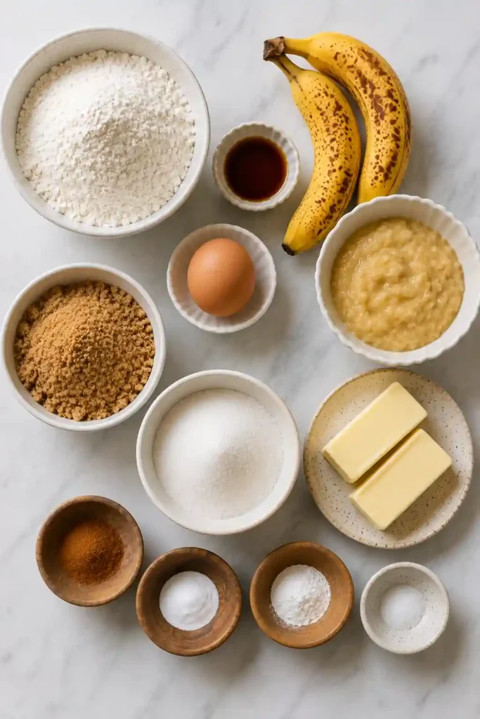 Freshly baked banana cookies with lightly golden tops and soft cake-like centers. The homemade cookies are styled with ripe bananas and cinnamon for a cozy presentation.