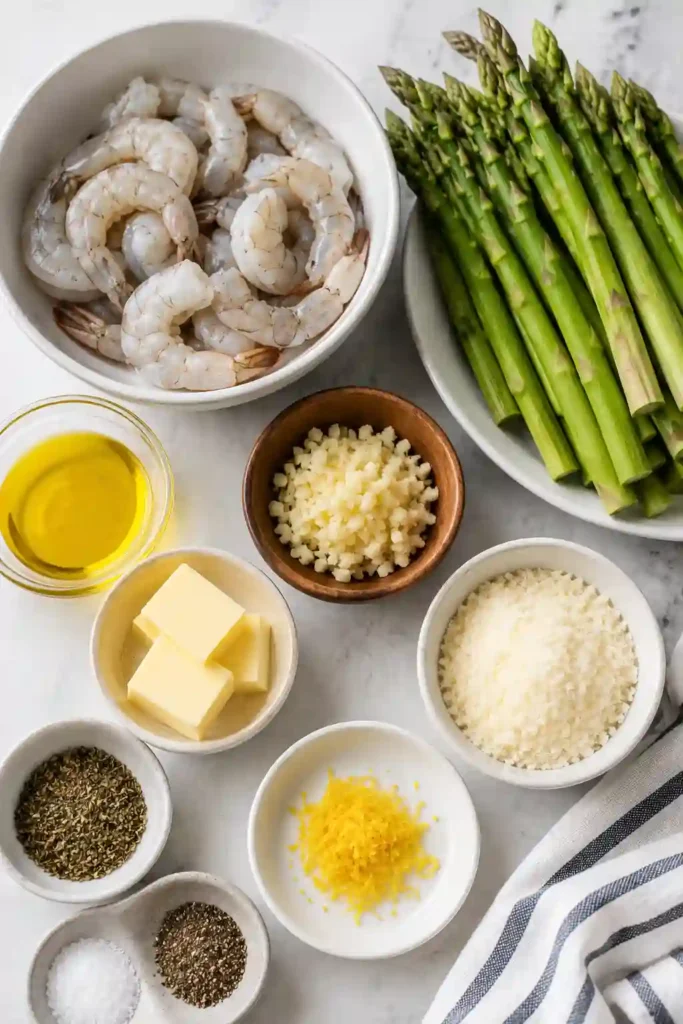 A skillet filled with juicy garlic butter shrimp and tender-crisp asparagus finished with Parmesan cheese and fresh lemon zest. This easy Best Asparagus and Shrimp recipe is perfect for a quick weeknight dinner.