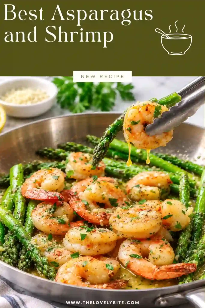 Fresh shrimp and asparagus sautéed in butter with garlic, herbs, Parmesan cheese, and lemon zest. An easy healthy dinner made in one skillet.