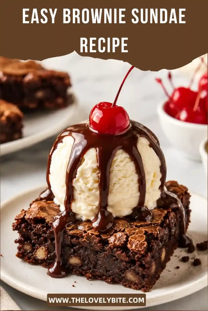 Freshly baked fudgy brownies topped with vanilla ice cream and homemade hot fudge sauce. This chocolate brownie dessert is served warm for the perfect contrast of textures.