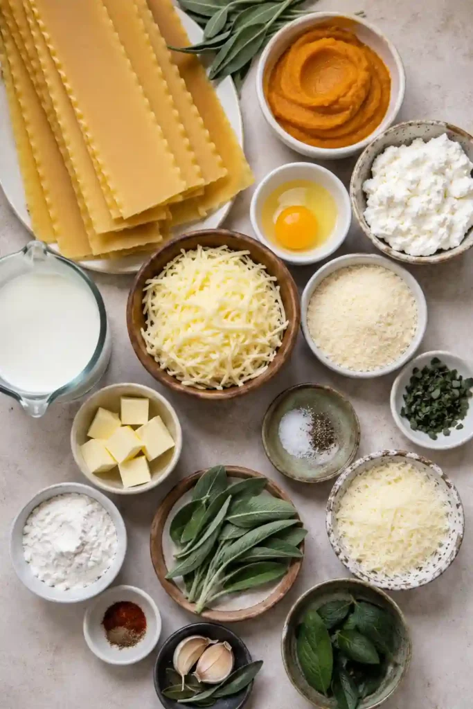 Butternut squash lasagna roll-ups filled with creamy ricotta and squash, covered in golden béchamel and melted mozzarella. Fresh sage and Parmesan garnish the baked lasagna for a cozy fall dinner.