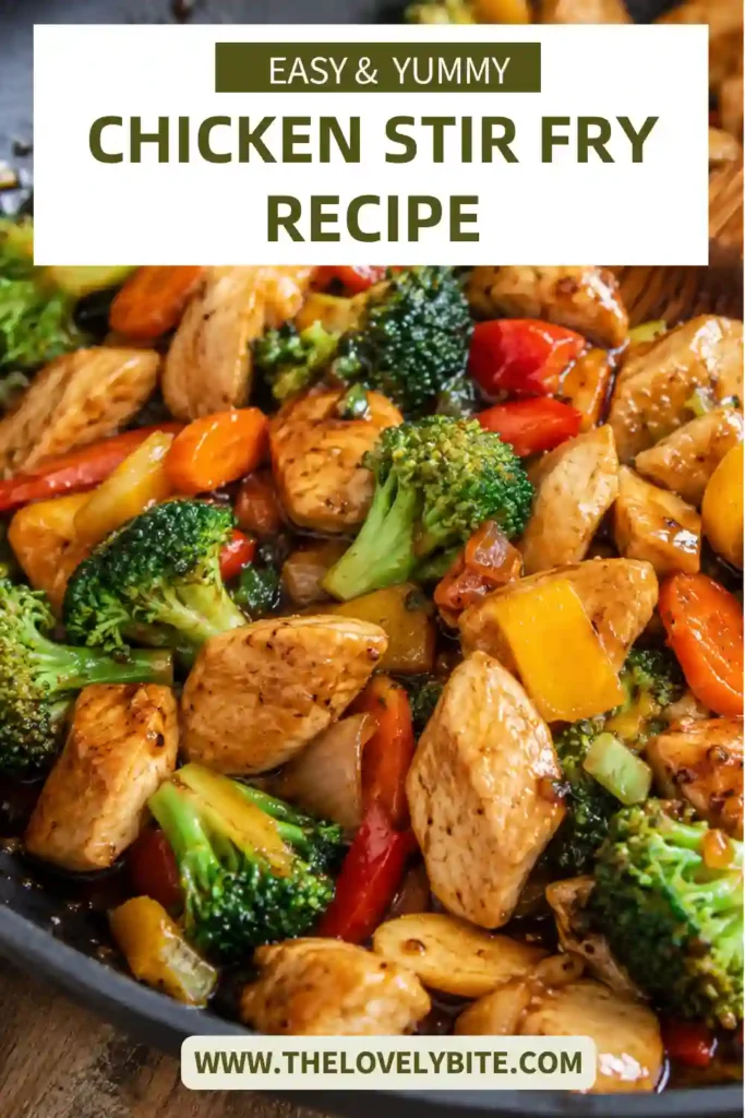 Fresh Chicken Stir Fry with broccoli, carrots, and colorful bell peppers tossed in a savory homemade stir fry sauce. A quick and healthy dinner that's better than takeout.