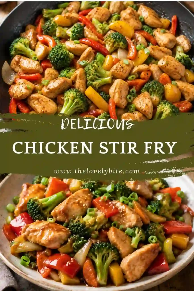 Easy Chicken Stir Fry with vegetables cooked in a homemade stir fry sauce and served over fluffy rice. This flavorful meal is ideal for busy weeknights and meal prep.
