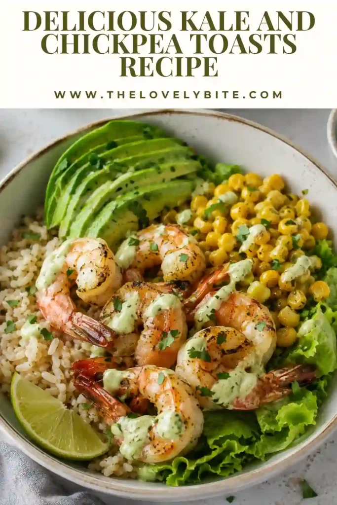 Juicy grilled shrimp served in a healthy rice bowl with avocado, corn, lettuce, and creamy cilantro lime dressing. A quick and protein-rich meal perfect for lunch or dinner.