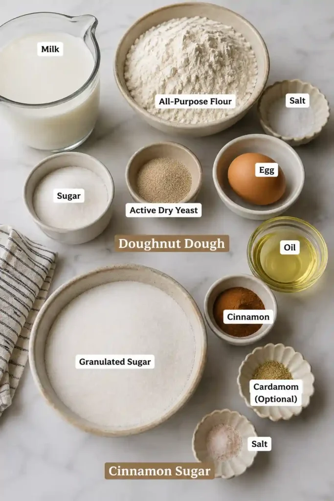 Golden fried doughnuts coated in cinnamon sugar and served fresh on a rustic plate. These fluffy yeast doughnuts have a tender center and warmly spiced exterior.