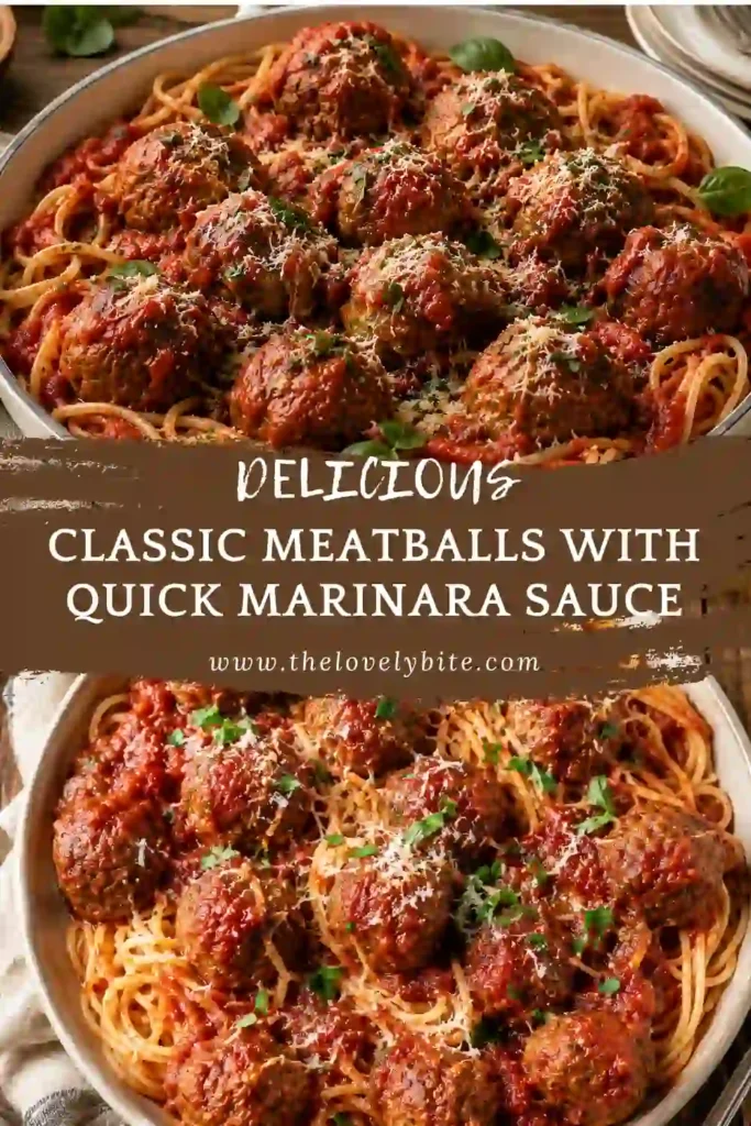 Classic meatballs browning in a large skillet before being simmered in homemade tomato marinara sauce. The meatballs have a deeply browned exterior and are made with beef, lamb, cheese, herbs, and breadcrumbs.