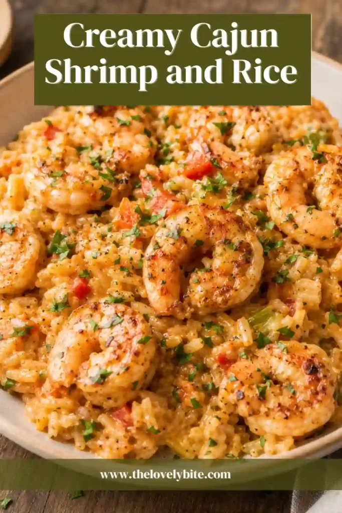 Cajun-seasoned shrimp served over warm white rice with a creamy Parmesan and red pepper sauce. Fresh parsley and chives add color to this easy shrimp and rice dinner.