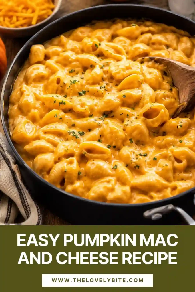 Easy Pumpkin Mac and Cheese made with tender pasta shells coated in creamy pumpkin cheddar sauce. Parmesan and fresh chives finish this golden stovetop pasta.