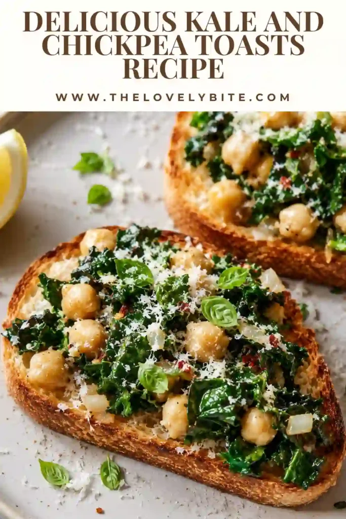 Golden sourdough toast topped with tender kale, chickpeas, Parmesan cheese, and basil. A wholesome Mediterranean toast perfect for an easy brunch recipe.