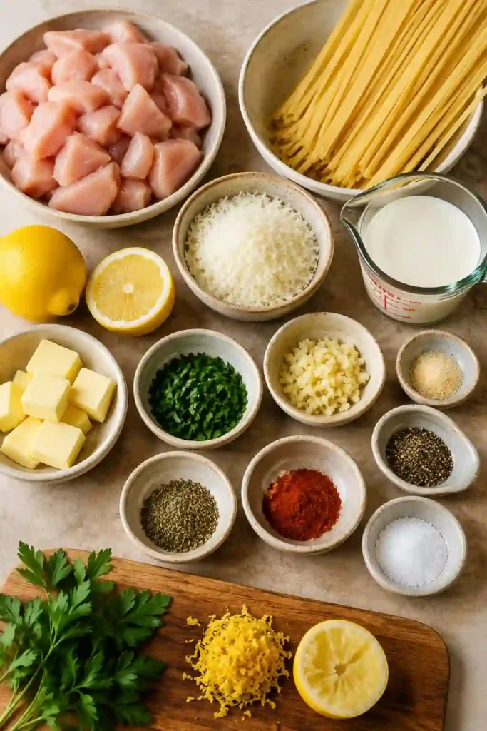 Restaurant-style Lemon Garlic Butter Chicken Parmesan Linguine with creamy garlic Parmesan sauce, buttery chicken pieces, and fresh lemon for a delicious Italian-inspired meal.