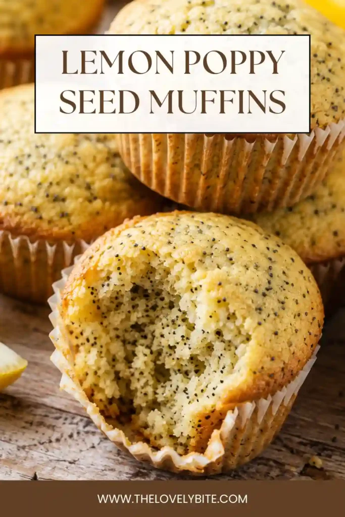 Close-up of moist Lemon Poppy Seed Muffins made with fresh lemons and poppy seeds. Perfect for breakfast, brunch, or an afternoon snack.