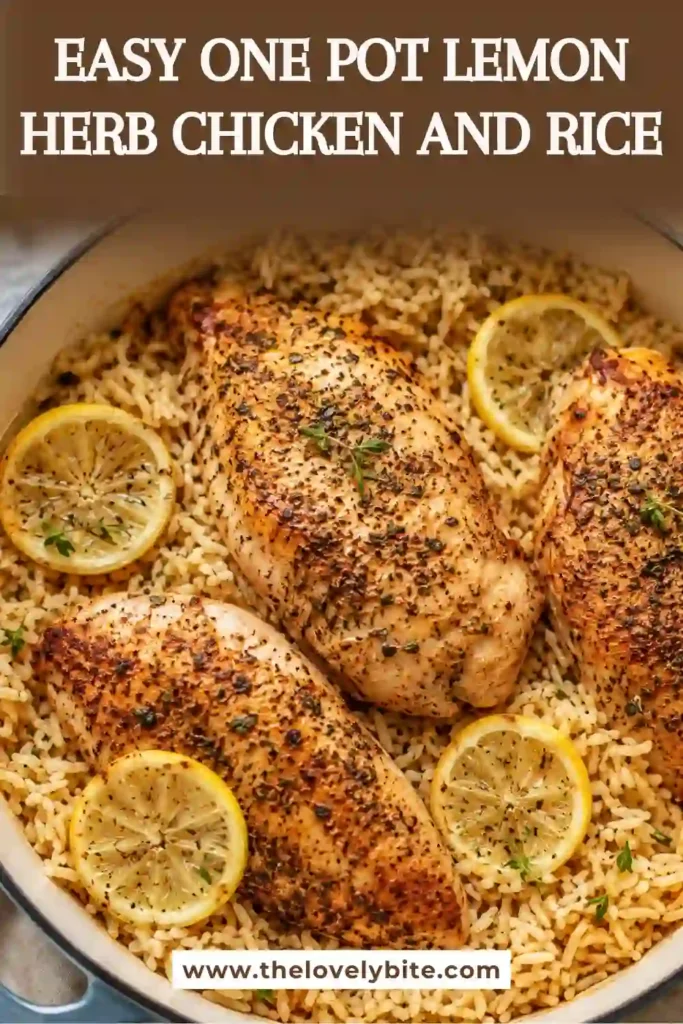 Golden herb-seasoned chicken cooked with fluffy rice in one skillet, finished with fresh parsley and lemon wedges. A comforting one pan chicken dinner for busy weeknights.