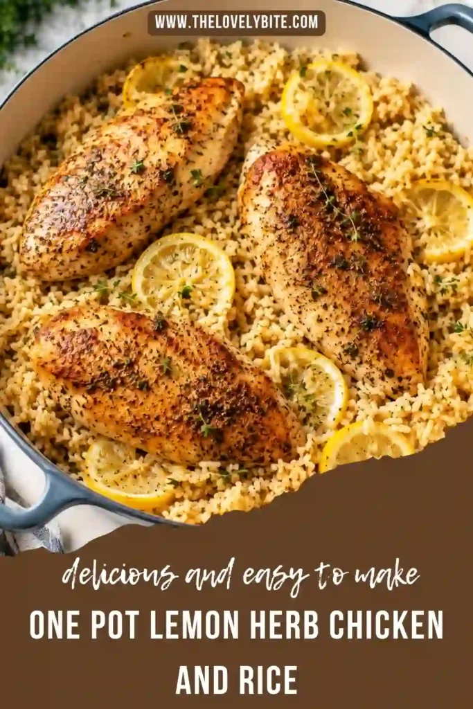 Freshly cooked One Pot Lemon Herb Chicken and Rice made with juicy chicken breasts, aromatic herbs, and citrus-infused rice. A simple, wholesome meal with minimal cleanup.