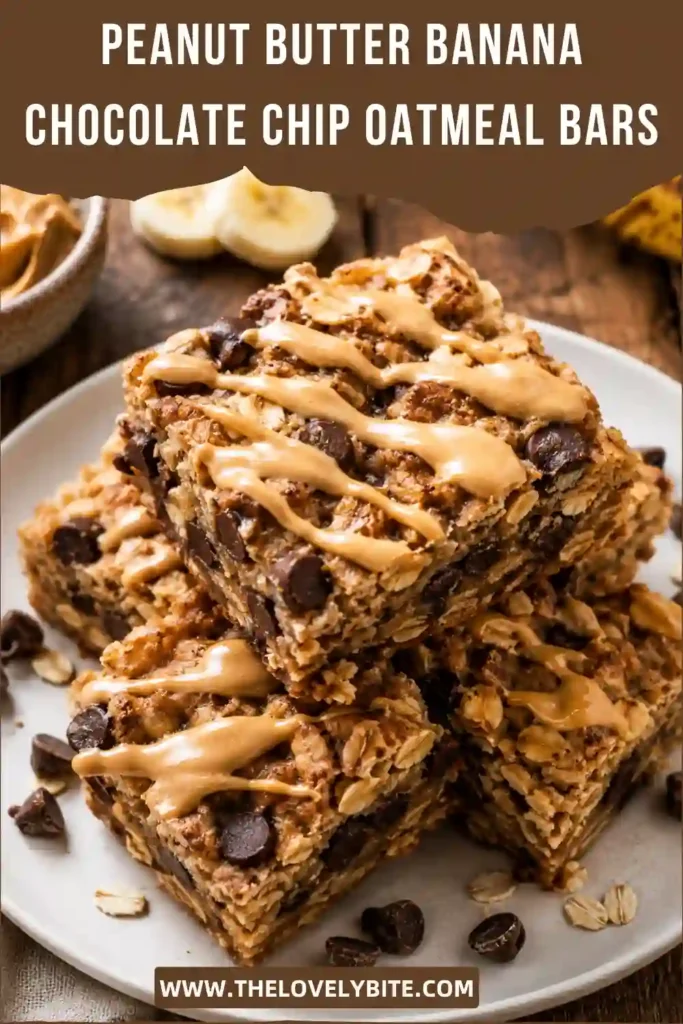 2. Soft banana oatmeal bars filled with peanut butter, oats, cinnamon, and semi-sweet chocolate chips. These homemade oatmeal breakfast bars have a moist, chewy texture.