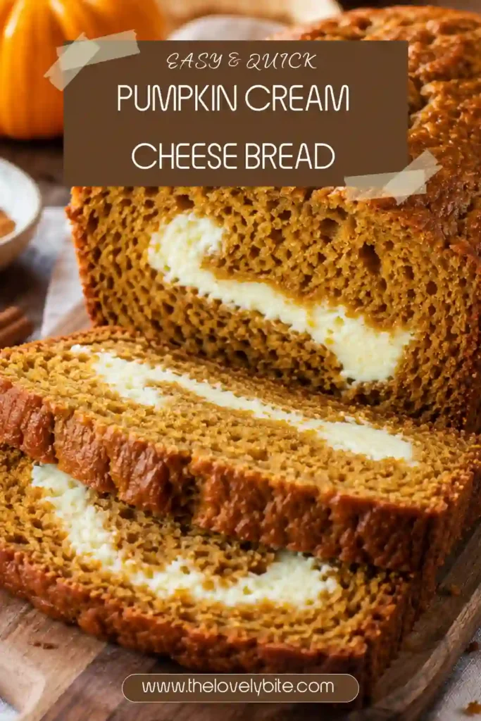 Two freshly baked homemade pumpkin loaves cooling on a wire rack with visible cream cheese layers. This easy pumpkin bread recipe creates a tender crumb and beautiful bakery-style presentation.
