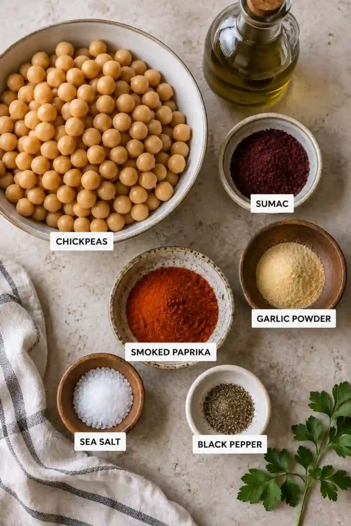 Crunchy oven roasted chickpeas garnished with smoked paprika and served as a healthy vegan snack. This homemade chickpea snack recipe is easy and flavorful.