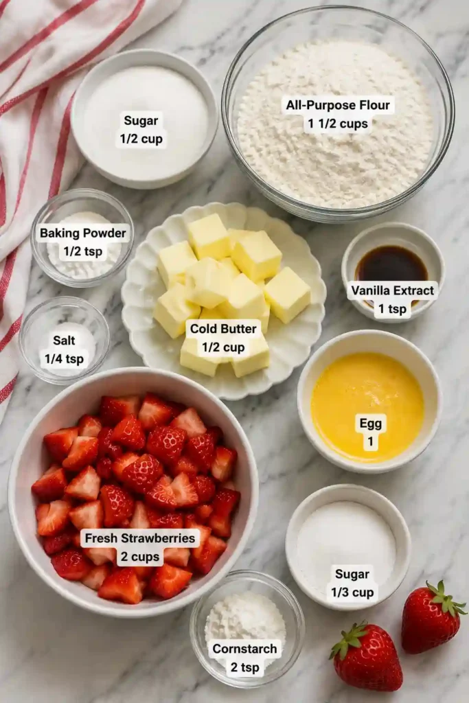Freshly baked Strawberry Crumb Bars with a buttery golden crumb topping and juicy strawberry filling cut into neat squares. This easy homemade dessert is perfect for any occasion.