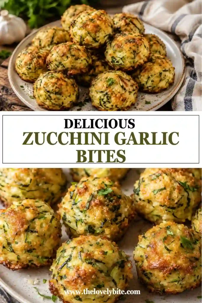 Baked zucchini bites with crisp golden edges and tender centers made from Parmesan, garlic, and herbs. A small bowl of red marinara sauce sits alongside the zucchini appetizer.