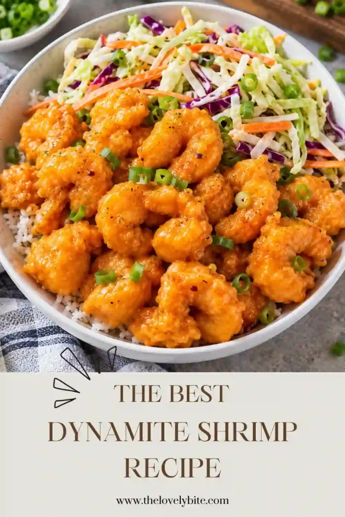 Close-up of crispy dynamite shrimp covered in a creamy, spicy sauce. The golden battered coating and tender shrimp create a delicious combination of crunchy texture and bold flavor.