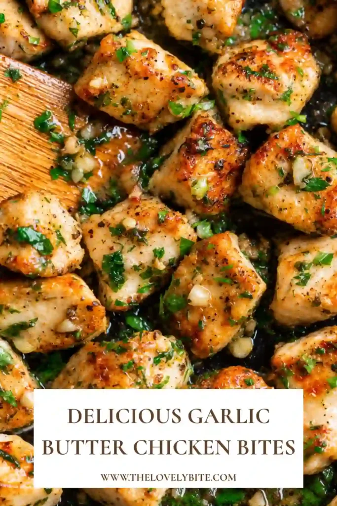 Golden garlic butter chicken pieces seasoned with Italian herbs and fresh parsley in a skillet. This quick chicken dinner features tender chicken with crisp, flavorful edges.