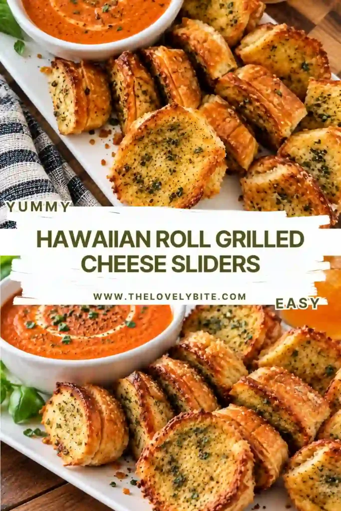 Golden cheesy Hawaiian rolls filled with melted cheddar and topped with garlic herb butter. These baked cheese sliders make an easy family-friendly lunch or snack.