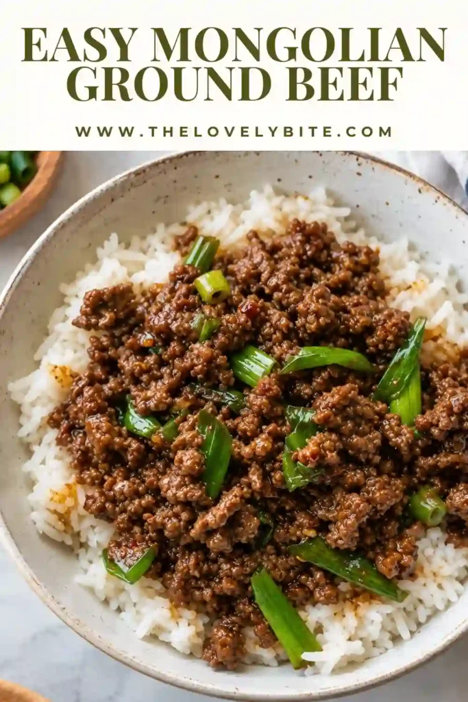 Mongolian Ground Beef served with tender noodles and fresh green scallions in a rich soy garlic sauce. This easy Asian ground beef recipe makes a comforting noodle dinner with sweet and savory flavors.