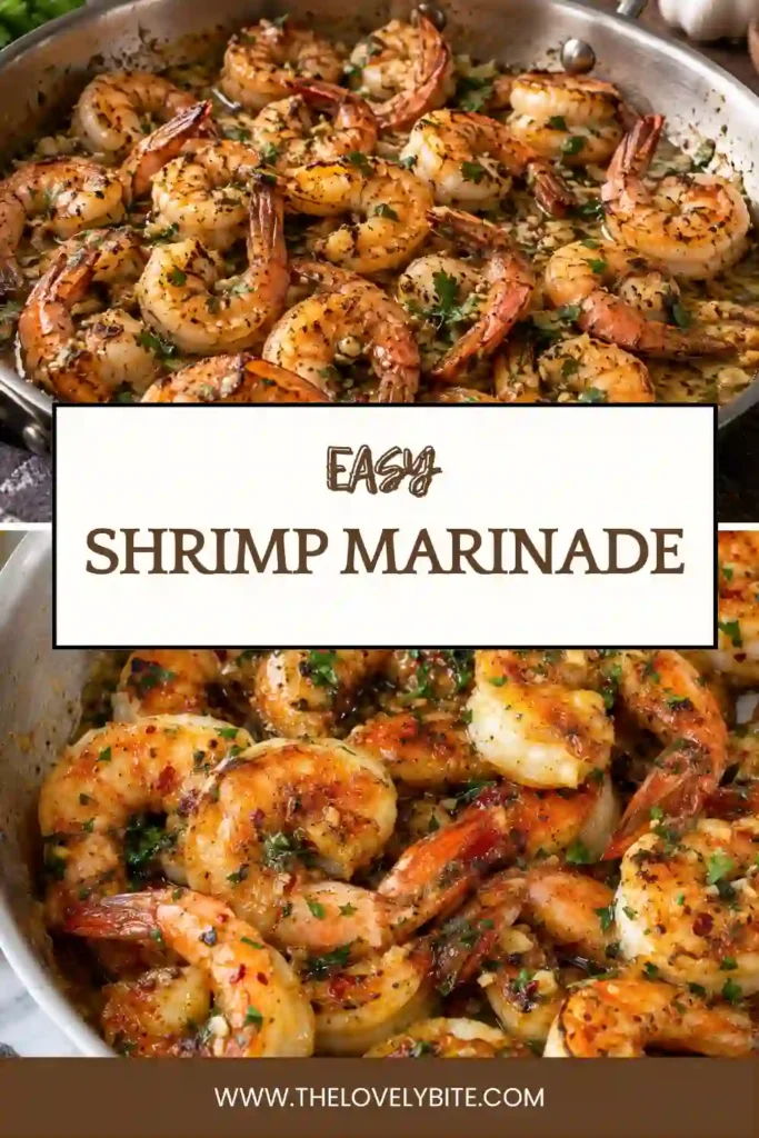 Grilled shrimp prepared with a flavorful grilled shrimp marinade featuring honey, garlic, soy sauce, lemon zest, and fresh herbs. The shrimp have lightly browned edges and a juicy center.